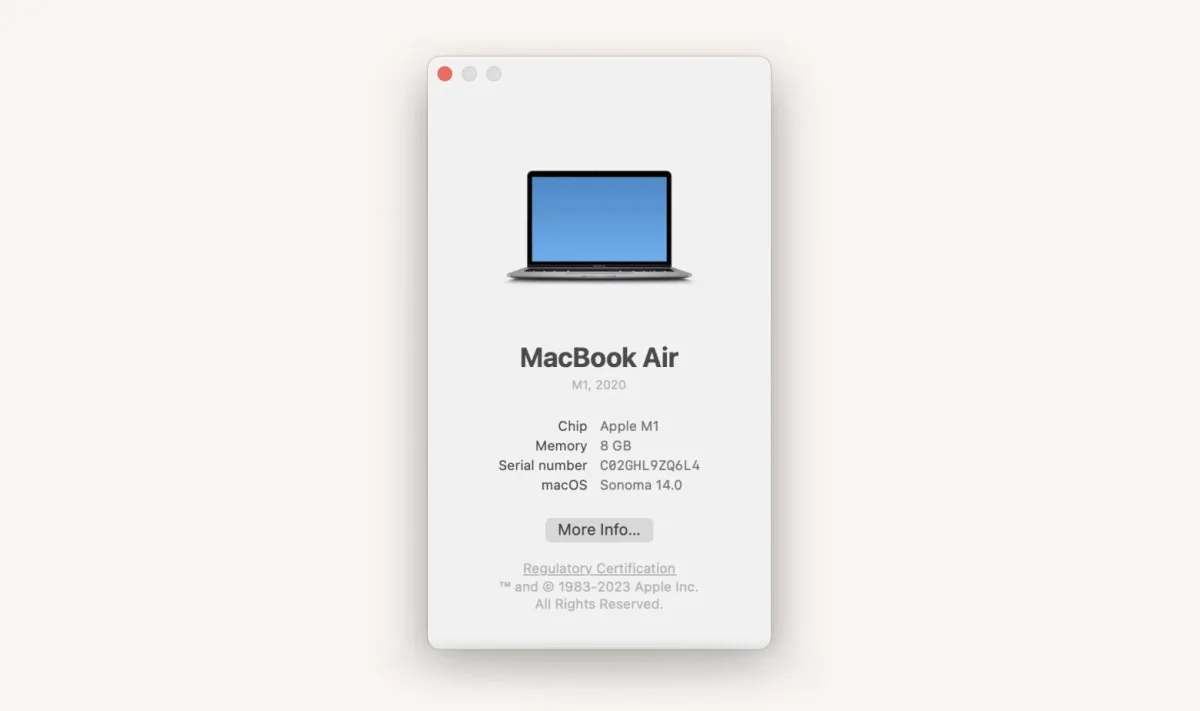 About This Mac window displaying storage breakdown by category like Documents and Apps