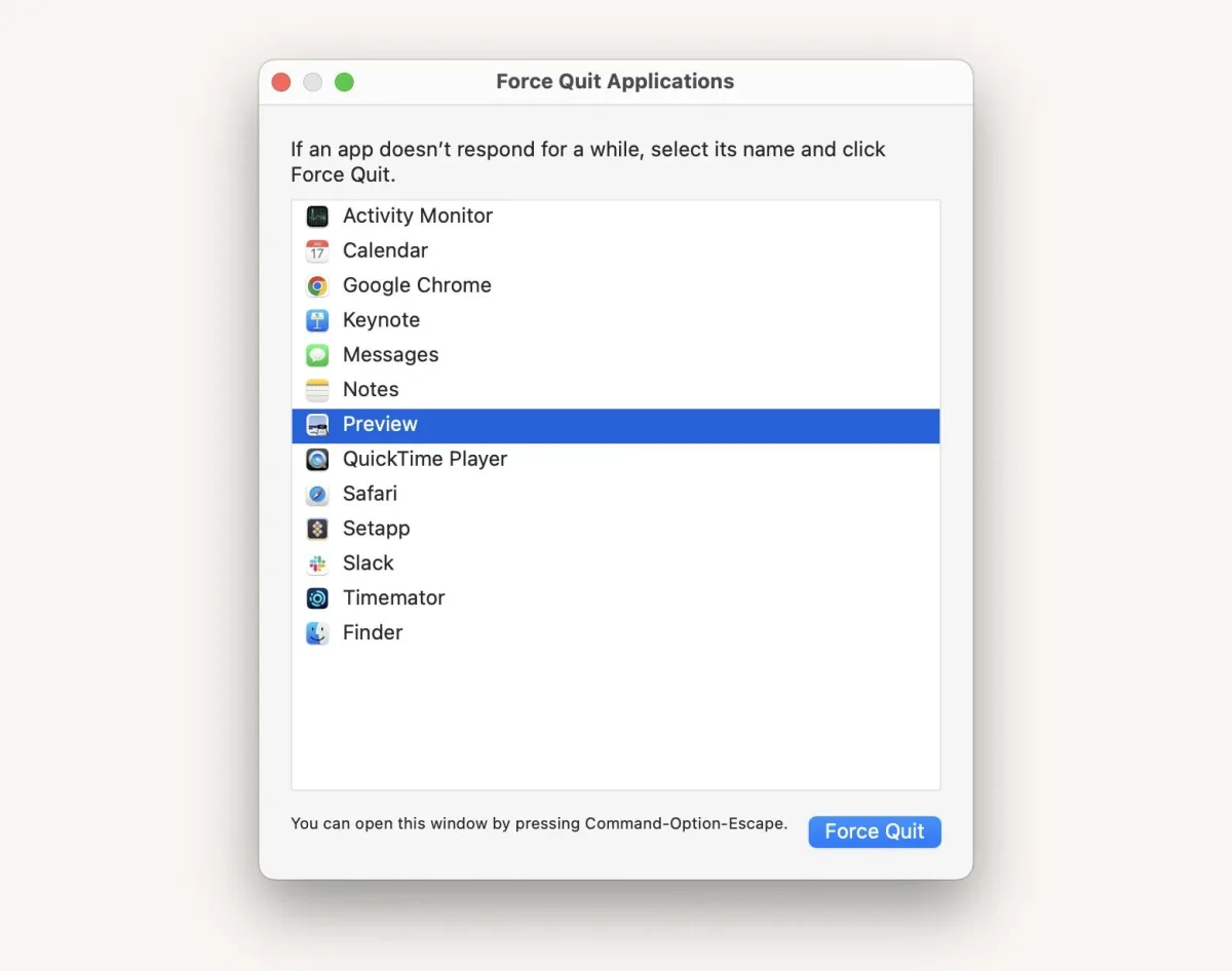 force quit applications